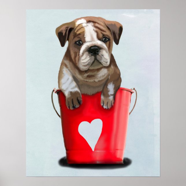 Bulldogge Rot-Liebe Poster (Vorne)