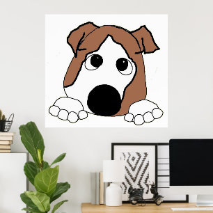 Bulldogge, Rot-Weiß-Pinkel-Cartoon Poster