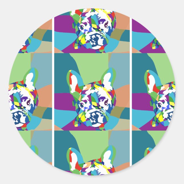 Bulldogge Runder Aufkleber (Vorderseite)