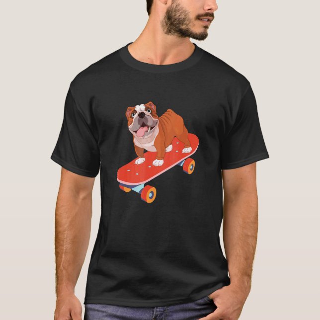Bulldogge Skateboard Bully Skateboard T-Shirt (Vorderseite)
