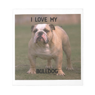Bulldogge und weiße Liebe Notizblock