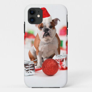 Bulldogge Weihnachtsschmuck Geschenkboxen Rote Wei iPhone 11 Hülle