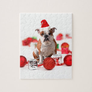 Bulldogge Weihnachtsschmuck Geschenkboxen Rote Wei Puzzle