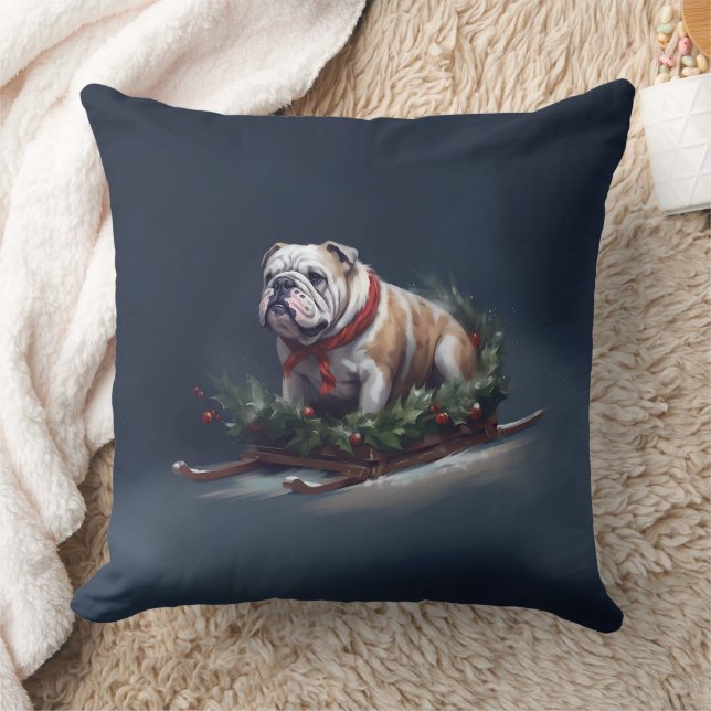 Bulldogge Weihnachtsschnee Kissen (Decke)