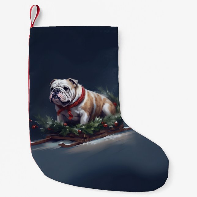 Bulldogge Weihnachtsschnee Kleiner Weihnachtsstrumpf (Vorderseite)