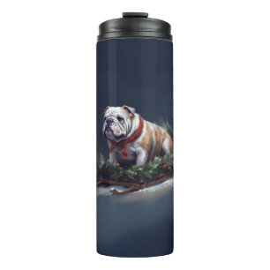 Bulldogge Weihnachtsschnee Thermosbecher