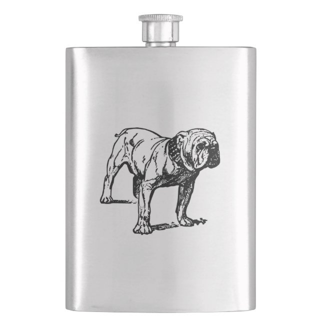 Bulldogge zeichnend flachmann (Vorderseite)