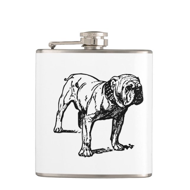 Bulldogge zeichnend flachmann (Vorderseite)