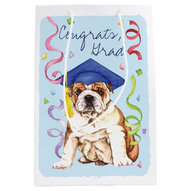 Bulldoggen-Absolvent Mittlere Geschenktüte (Vorderseite)