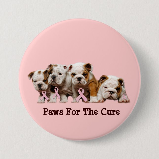 Bulldoggen-Brustkrebs-Knopf Button (Vorderseite)