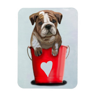 Bulldoggen-Eimer Liebe-Rot 2 Magnet