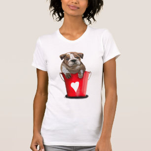 Bulldoggen-Eimer Liebe-Rot T-Shirt