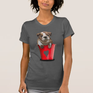 Bulldoggen-Eimer Liebe-Rot T-Shirt