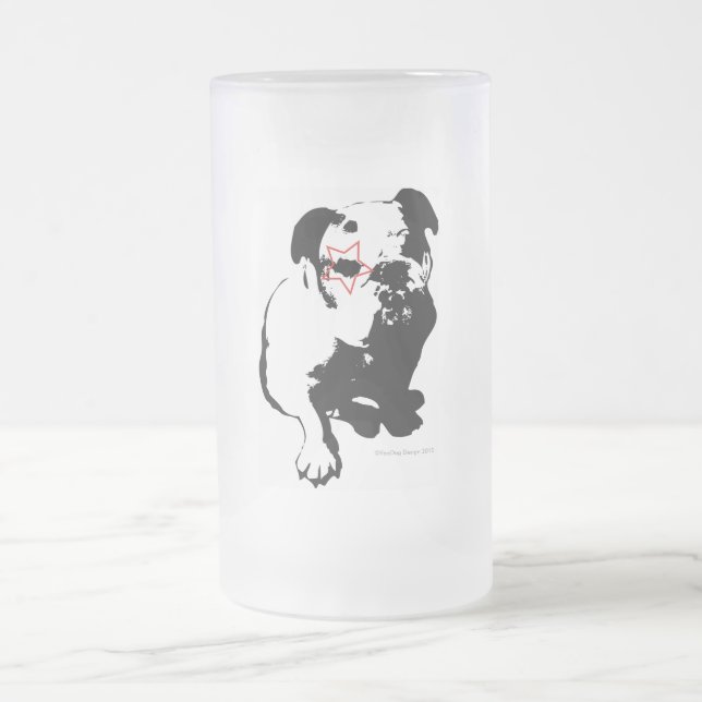 Bulldoggen-Glas-Tasse Mattglas Bierglas (Mittel)