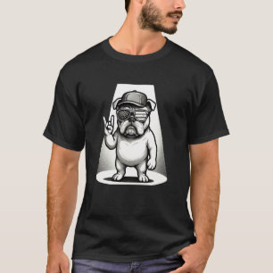 Bulldoggen-Hundekappe Retro-Rockkonzert Patriotisc T-Shirt