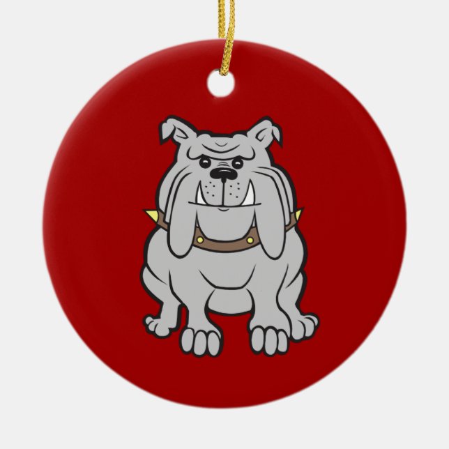 Bulldoggen-Maskottchen auf roten Keramik Ornament (Vorne)