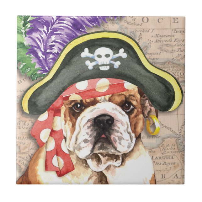 Bulldoggen-Pirat Fliese (Vorderseite)