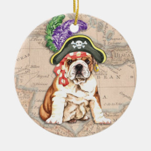 Bulldoggen-Pirat Keramik Ornament