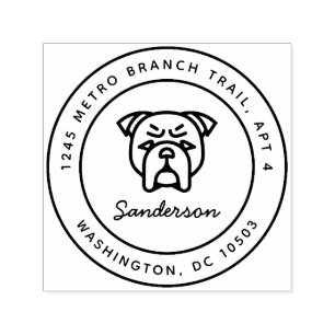 Bulldoggen-Rücksendeadresse-Briefmarke Selbst-Mit Permastempel