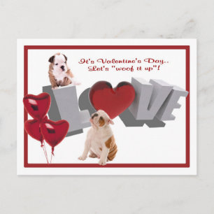 Bulldoggen-Schuss es herauf Valentinstag-Postkarte Feiertagspostkarte