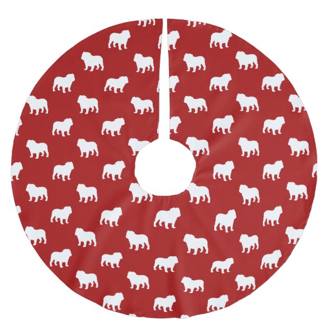 Bulldoggen-Silhouette-Muster Polyester Weihnachtsbaumdecke (Vorderseite)