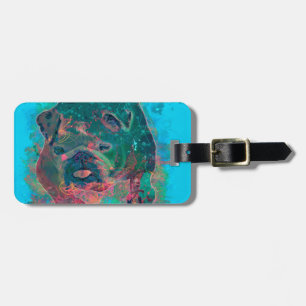 Bulldoggen-Spritzen-Aquarell-Malerei Gepäckanhänger