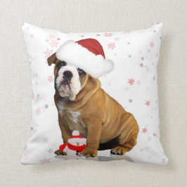 Bulldoggen-Weihnachtsfeiertags-Kissen Kissen