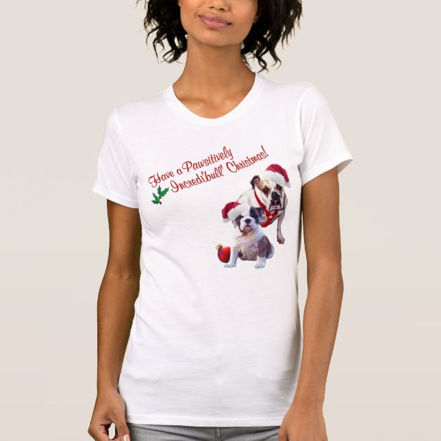 Bulldoggen-Weihnachtsnachthemd T-Shirt (Vorderseite)