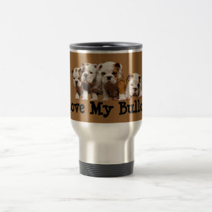 Bulldoggen-Welpen-Liebe-Reise-Tasse Reisebecher