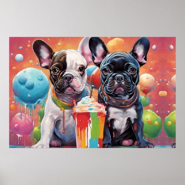 Bulldoggen Welpen, Milkshake Poster (Vorne)
