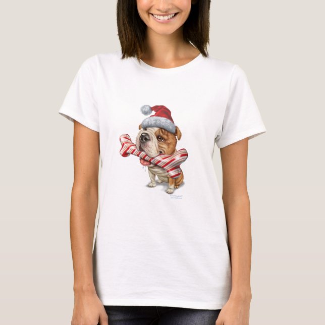 Bulldoggenweihnachten T-Shirt (Vorderseite)