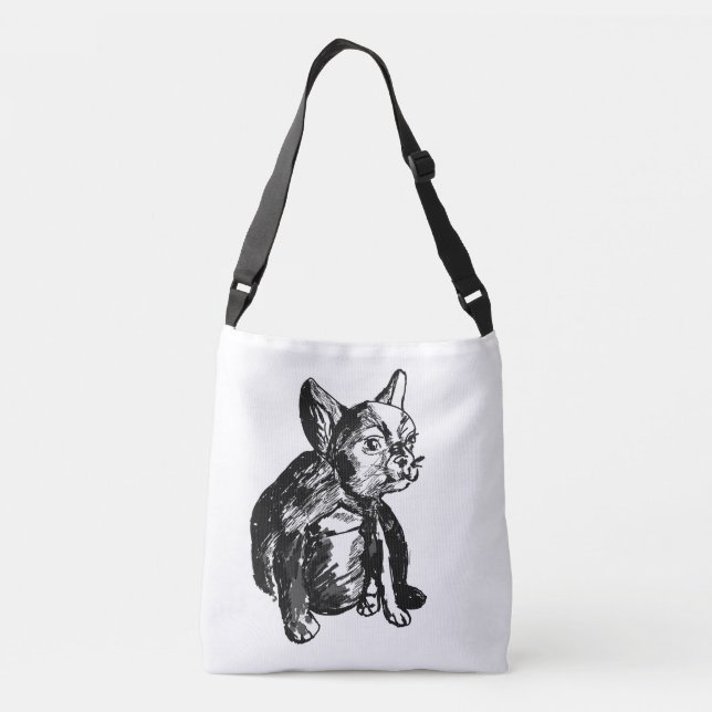 Bulldoghund für den Großdruck angepasste Cross-Bod Tragetaschen Mit Langen Trägern (Rückseite)