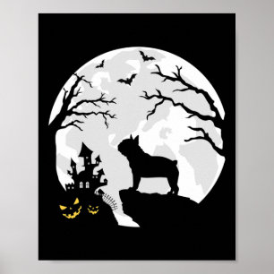 Bulldoghund im Mond Halloween Kostüm Männer Frauen Poster