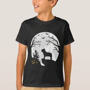 Bulldoghund im Mond Halloween Kostüm Männer Frauen T-Shirt