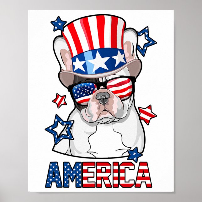 Bulldogin Amerika 4. Juli Männer Frauen Franziskan Poster (Vorne)