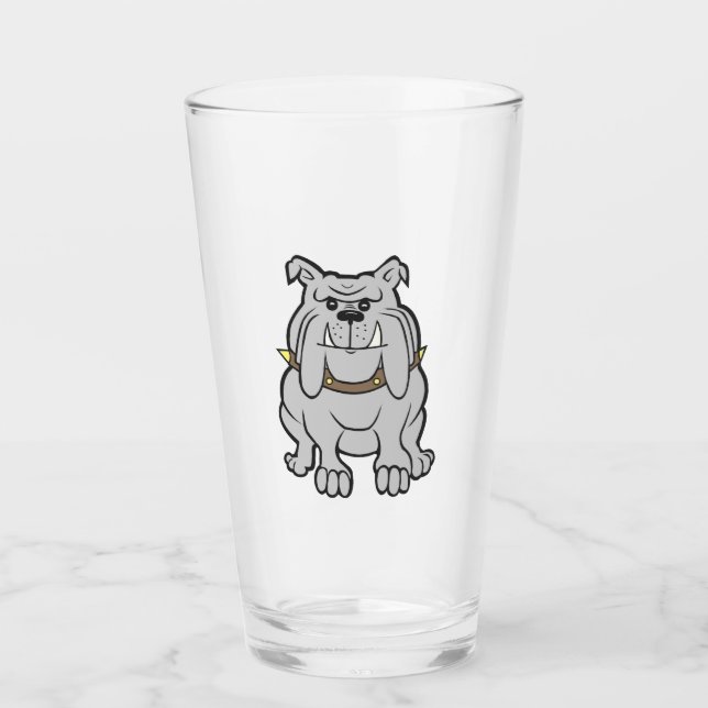 Bulldogin-Cartoon Glas (Vorderseite)