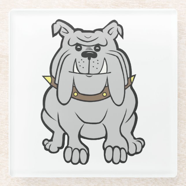 Bulldogin-Cartoon Glasuntersetzer (Vorderseite)