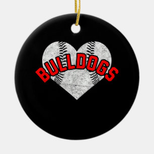 Bulldogs Baseball Softball High School Team Mascot Keramik Ornament