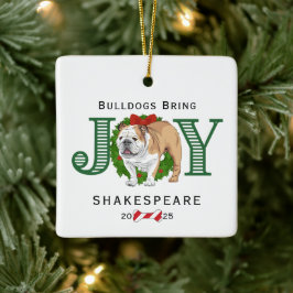 Bulldogs bringen Joy Wreath Keramikornament