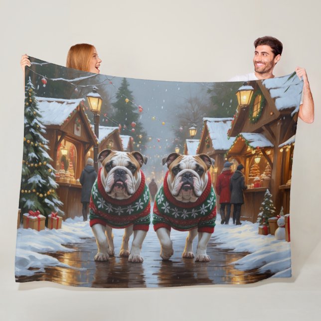 Bulldogs Christmas Snow Holiday Fleecedecke (Beispiel)