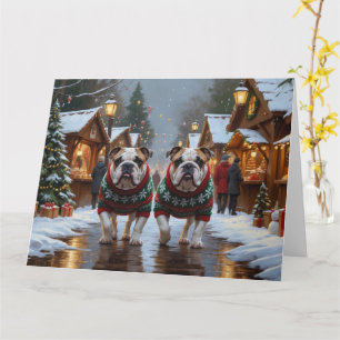 Bulldogs Christmas Snow Holiday Karte