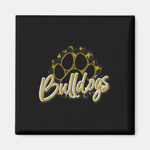Bulldogs Gold Black Cheetah School Sport Fan Team Magnet