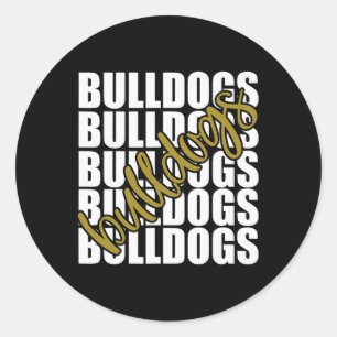 Bulldogs Gold School Sportfans Runder Aufkleber