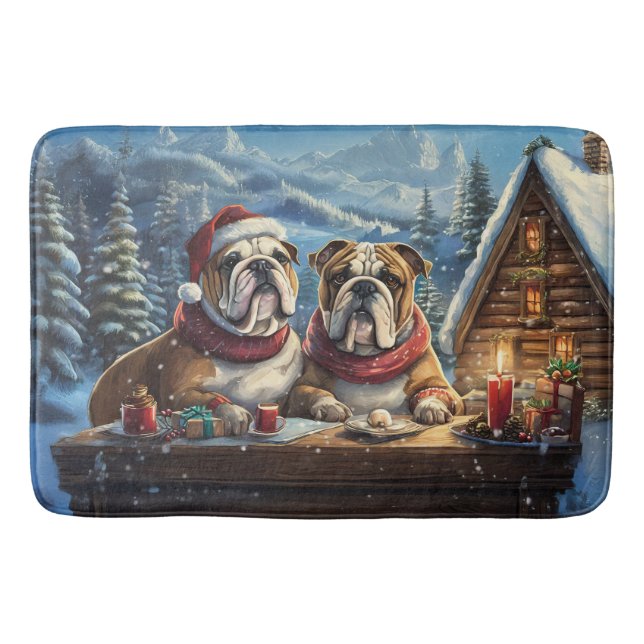 Bulldogs Holiday Design von Rich AMeN Gill Badematte (Vorderseite)
