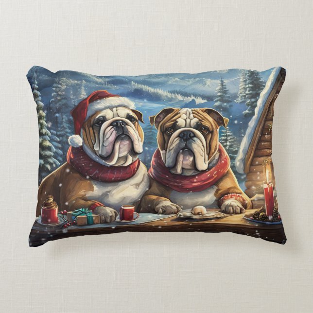 Bulldogs Holiday Design von Rich AMeN Gill Dekokissen (Vorderseite)