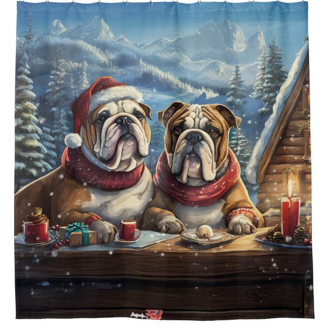 Bulldogs Holiday Design von Rich AMeN Gill Duschvorhang (Vorderseite)