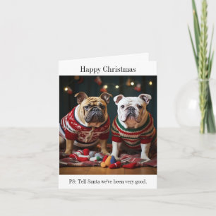 Bulldogs in Christmas Sweaters Karte