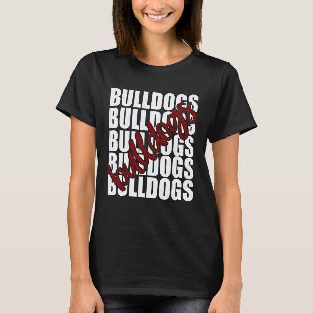 Bulldogs Maroon School Sports Fan Team Spirit T-Shirt (Vorderseite)
