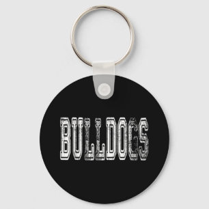 Bulldogs Mascot störte Vintag School Sports N Schlüsselanhänger
