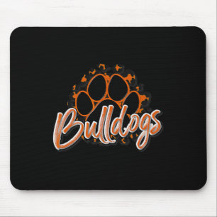 Bulldogs Orange Black Cheetah School Sportfan Te Mousepad
